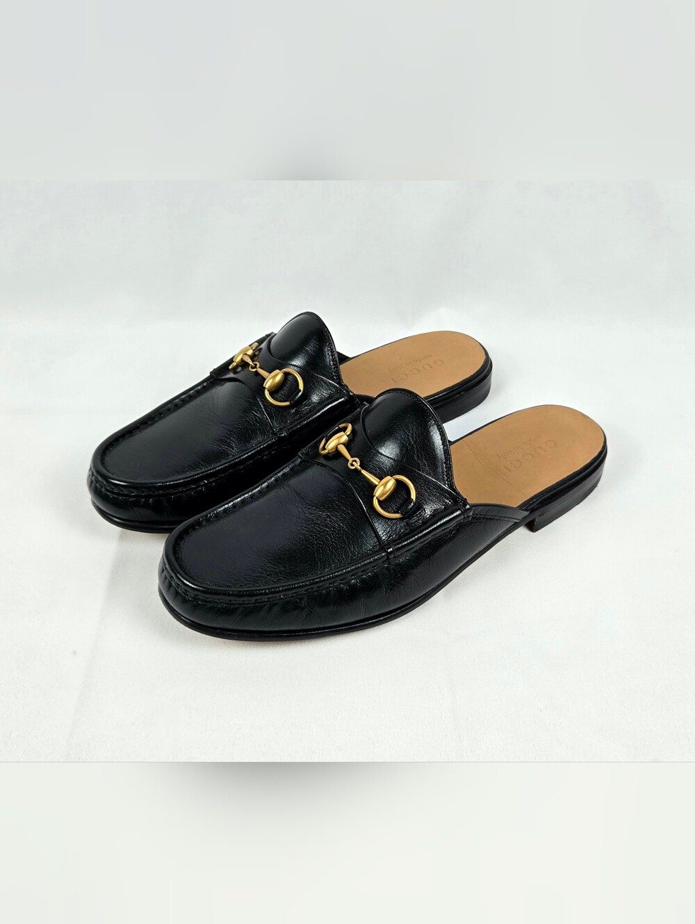 Gucci Quentin Black Horsebit Leather Mules Men's US 10.5